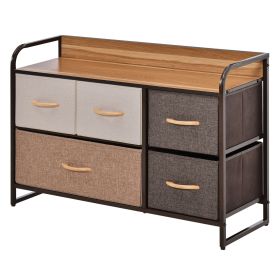 5-Bin Dresser Storage Tower Cabinet Organizer Unit, Chest Dresser Drawers with Metal Frame for Bedroom, Multicoloured