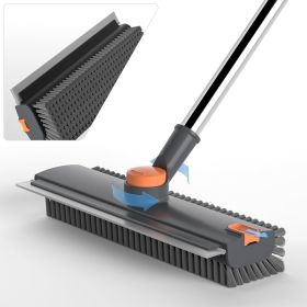 Generic 3 in 1 Stiff Bristle Floor Scrubber Brush with Long Handle Floor Scrubber Broom with Squeegee and Tweezer for Cleaning Bathroom Patio Gar