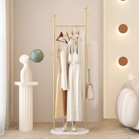 Clothing Rack, Golden Metal Freestanding Heavy Duty Clothes Rack with Marble Base, Multipurpose Garment Hanger for Bedroom, Hat, Scarf, Jacket,