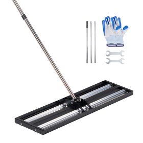 Updated Lawn Leveling Rake with Roller, 48'' x 10" Stainless Steel Lawn Leveler with 83.9'' Adjustable Handle, Heavy Duty Yard Leveling Rake
