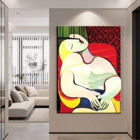 Hand Painted Oil Painting Pablo Picasso After the Original Painting Small the Dream Living Room Hallway Bedroom Luxurious Decorative Painting (style: 01, size: 50X70cm)