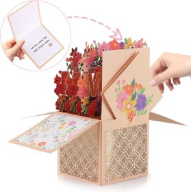 3D Pop Up Mothers Day Card, Best Mom Ever, Handmade Flowers Pop Up Card for Mom, Wife, Women, Her, Mother Birthday Card with Envelope & Notecard (Color: Yellow)